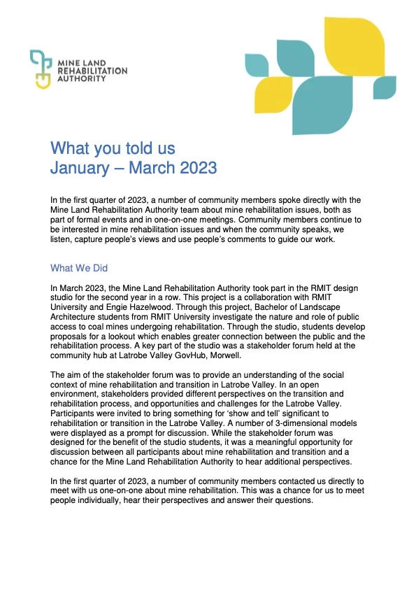 Consultation report: What you told us: January to March 2023